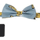 Light Blue Banana Print Silk Men Neck Bow Tie