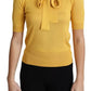 Yellow Silk Knit Pullover Ascot Collar Top