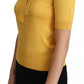 Yellow Silk Knit Pullover Ascot Collar Top