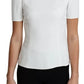 White Viscose Stretch Short Sleeves Blouse Top