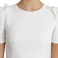 White Viscose Stretch Short Sleeves Blouse Top