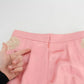 Pink Lace Trimmed Silk Satin Wide Legs Pants