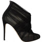 Black Tulle Ankle Boots Stiletto Heels Shoes