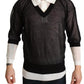 Black White Shirt One Piece Pullover Sweater
