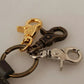 Green Leather D&G Logo Metal Ring Hook Keyring Keychain