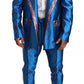 Blue Jacquard Silk Formal 2 Piece Set Suit