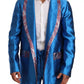 Blue Jacquard Silk Formal 2 Piece Set Suit