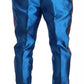 Blue Jacquard Silk Formal 2 Piece Set Suit