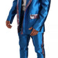 Blue Jacquard Silk Formal 2 Piece Set Suit