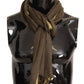 Green Striped Cashmere Wrap Fringes Scarf