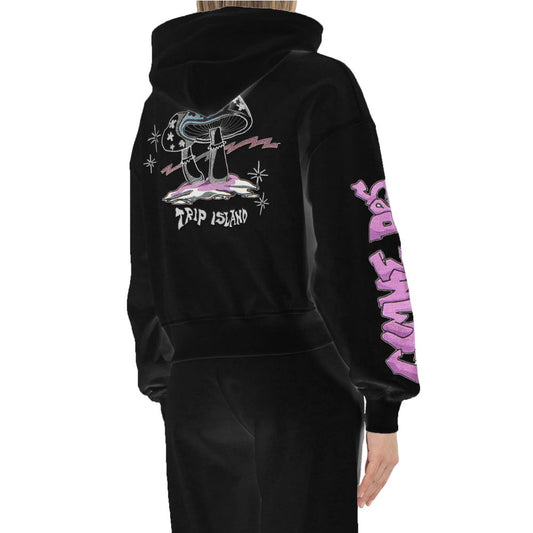 Black Cotton Women Sweatshirt