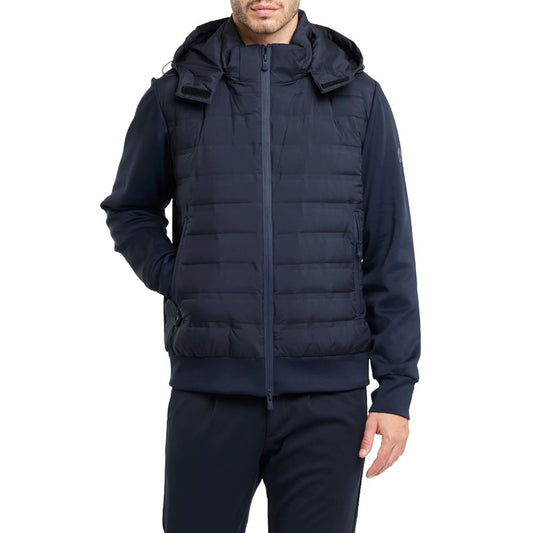Blue Polyester Men Jacket