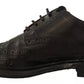 Black Perforated Leather Lace Up Derby Shoes