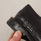 Black Perforated Leather Lace Up Derby Shoes