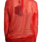 Orange Semi Transparent Blouse Sweater