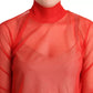 Orange Semi Transparent Blouse Sweater