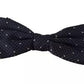 Blue Patterned Silk Adjustable Neck Bow Tie Men