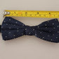 Blue Patterned Silk Adjustable Neck Bow Tie Men