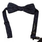 Blue Patterned Silk Adjustable Neck Bow Tie Men