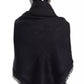 Black Solid Silk Wool Fringe Wrap Scarf