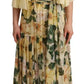 Multicolor Silk Floral Print Long Maxi Dress