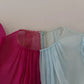 Fuchsia Light Blue Silk Two Tone Midi Dress
