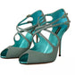 Blue Glittered Strappy Heels Sandals Shoes