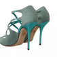 Blue Glittered Strappy Heels Sandals Shoes