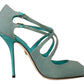 Blue Glittered Strappy Heels Sandals Shoes