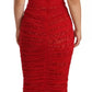 Brown Leopard Red Tulle Sheath Midi Dress
