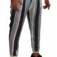 Blue Striped Silk Tapered Pants