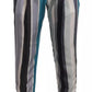 Blue Striped Silk Tapered Pants