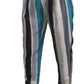 Blue Striped Silk Tapered Pants