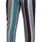 Blue Striped Silk Tapered Pants