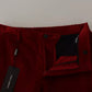 Red Corduroy Cotton Cargo Skinny Pants