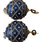 Gold Brass Blue Christmas Ball Crystal Hook Jewelry Earrings