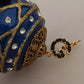 Gold Brass Blue Christmas Ball Crystal Hook Jewelry Earrings
