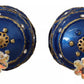 Gold Brass Blue Christmas Ball Crystal Hook Jewelry Earrings