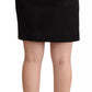 Black Silk High Waist Mini Pencil Cut Skirt