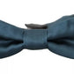 Blue 100% Silk Adjustable Neck Bow Tie Mens