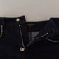 Dark Blue Embellished Denim Hot Pants Shorts