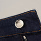 Dark Blue Embellished Denim Hot Pants Shorts