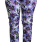 Purple Floral Print Tapered Cotton Pants