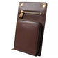 Brown Calf Leather Zip Logo Shoulder Neck Strap Wallet