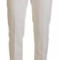 White High Waist Tapered Wool Pants