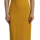 Yellow Viscose Sleeveless Sheath Midi Dress