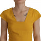 Yellow Viscose Sleeveless Sheath Midi Dress