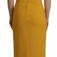 Yellow Viscose Sleeveless Sheath Midi Dress