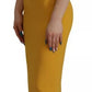 Yellow Viscose Sleeveless Sheath Midi Dress