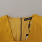 Yellow Viscose Sleeveless Sheath Midi Dress